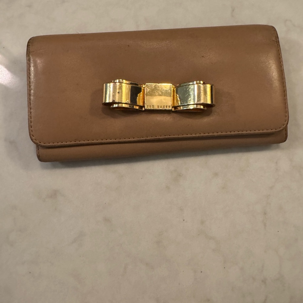Ted Baker Brown Leather Wallet with Gold Bow